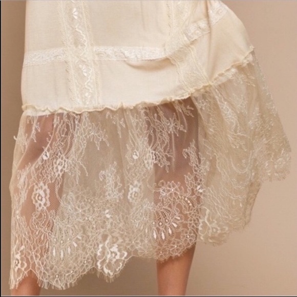 POL Cream Lace Trim Bohemian Dress Cottagecore Lightweight Summer Dress - Picture 4 of 9
